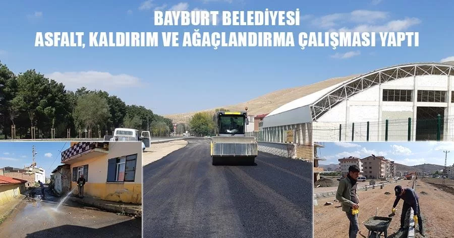 Bayburt Belediyesi Asfalt, Kaldırım Ve Ağaçlandırma Çalışması Yaptı