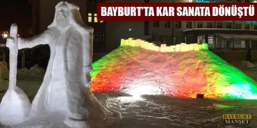 Bayburt'ta Kar Sanata Dönüştü