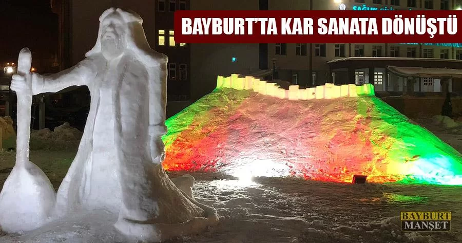 Bayburt'ta Kar Sanata Dönüştü