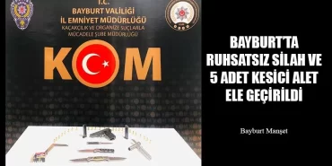 Bayburt'ta Ruhsatsız Silah ve 5 Adet Kesici Alet Ele Geçirildi