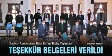 Bilgi Evi’ne Bağış Yapanlara Teşekkür Belgeleri Verildi
