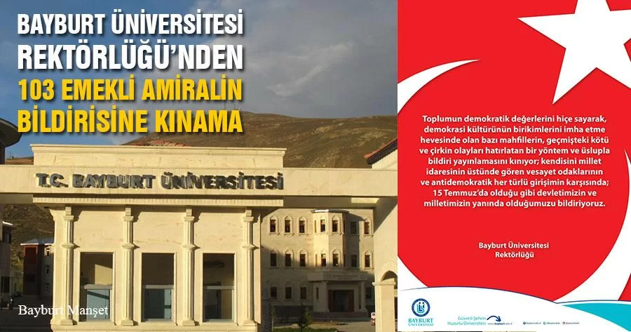 Bayburt Üniversitesi Rektörlüğü’nden 103 Emekli Amiralin Bildirisine Kınama