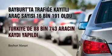 Bayburt’ta Trafiğe Kayıtlı Araç Sayısı 16 Bin 191 Oldu, Türkiye’de 88 bin 743 Aracın Kaydı Yapıldı