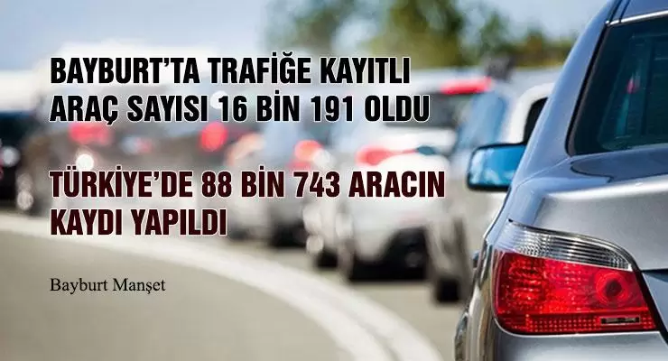 Bayburt’ta Trafiğe Kayıtlı Araç Sayısı 16 Bin 191 Oldu, Türkiye’de 88 bin 743 Aracın Kaydı Yapıldı