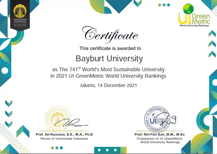 Bayburt Üniversitesi,  Dünya Üniversiteleri Yeşil Ölçüm Ağında