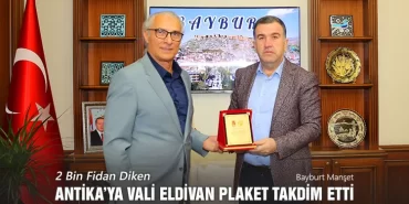 2 Bin Fidan Diken Antika’ya, Vali Eldivan Plaket Takdim Etti