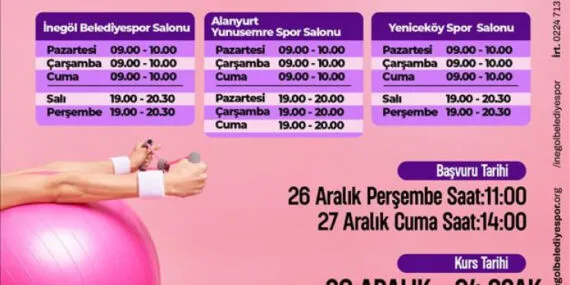 Bursa İnegöl'de ücretsiz step, aerobik ve pilates kayıtları başlıyor
