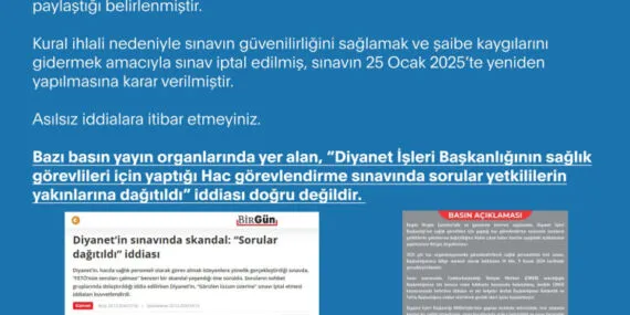 Diyanet'in sınavıyla ilgili iddialara İletişim'den açıklama