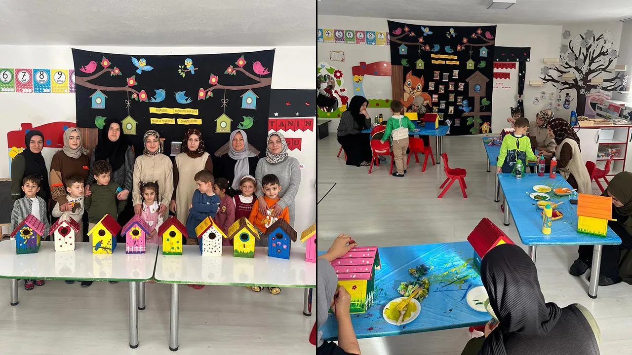 Bayburt'ta Miniklerden Anlamlı Etkinlik, Kuş Evleri Renklendi!