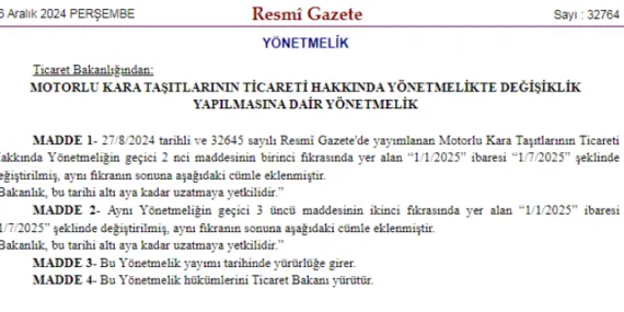 İkinci el taşıt satışlarında o kural uzatıldı