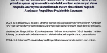 Azerbaycan'da milli yas!