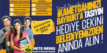 İkametini Bayburt'a Alan Öğrencilere Müjde! Hediye Çeki Kampanyası