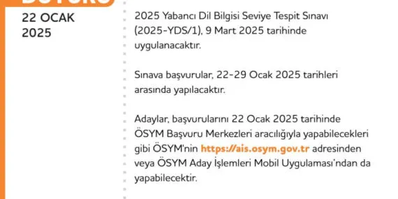 2025-YDS/1 sınavı için başvurular başladı haberi