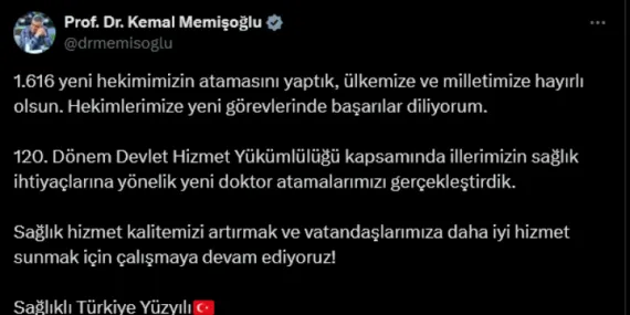 Bin 616 yeni hekim ataması yapıldı haberi