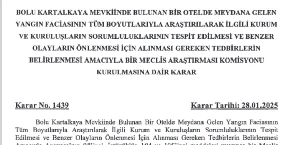 Bolu'daki faciayı araştıracak komisyon kararı Resmi Gazete'de haberi