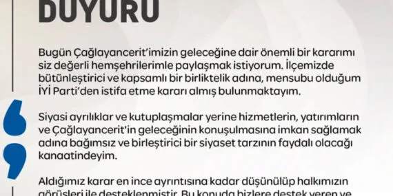 Çağlayancerit Belediye Başkanı da İYİ Parti’den istifa etti haberi