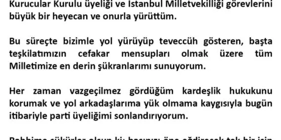 İYİ Parti kurucularından bir istifa daha! haberi