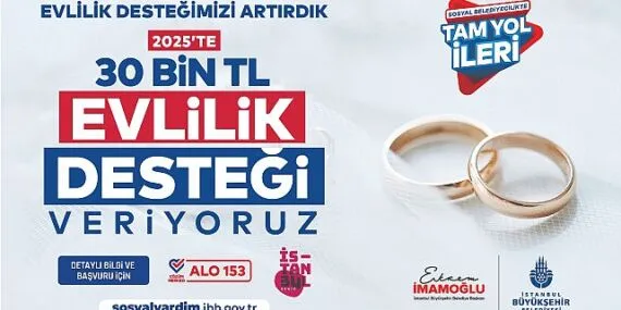 İstanbul Büyükşehir Belediyesi Evlilik Desteği 30 Bin TL’ye Çıkarıldı haberi