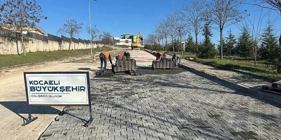 Kilitli parke taşları kilim dokur gibi işleniyor haberi