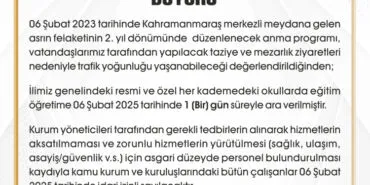 6 Şubat tatiline Kahramanmaraş ile Malatya da dahil oldu haberi