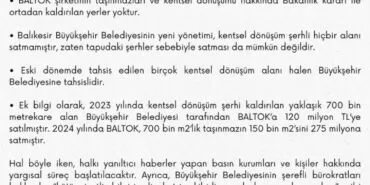 Balıkesir Büyükşehir'den BALTOK iddialarına yanıt haberi