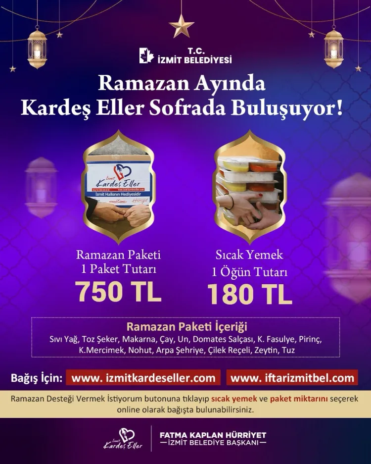 Kocaeli İzmit Belediyesinden Ramazan dayanışması haberi
