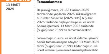 2025-YKS'de geç başvurularda son gün haberi
