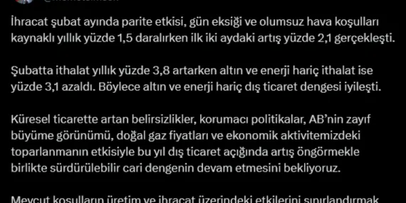 Bakan Şimşek: Ekonomik toparlanma cariyi dengeleyecek haberi