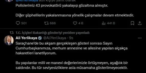 Bakan Yerlikaya: 43 provokatör gözaltında!… Küfür sonrası 'Özel' paylaşım haberi