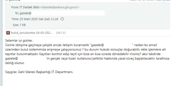 E-postalara gönderilen sahte GİB maillerine dikkat! haberi