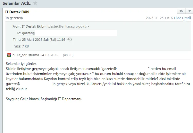 E-postalara gönderilen sahte GİB maillerine dikkat! haberi