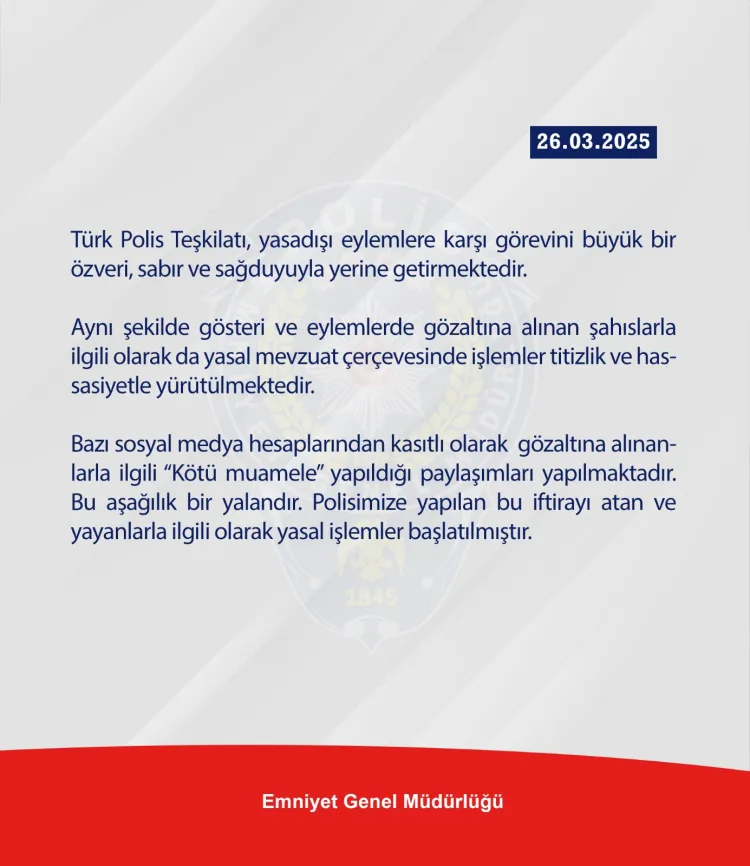 Emniyet'ten 'kötü muamele' paylaşımlarına açıklama haberi