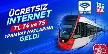 İBB'den tramvay hatlarına ücretsiz internet haberi