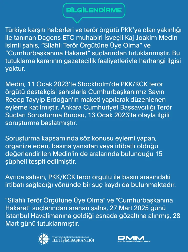 İletişim: O tutuklama gazetecilikle ilgili değil haberi