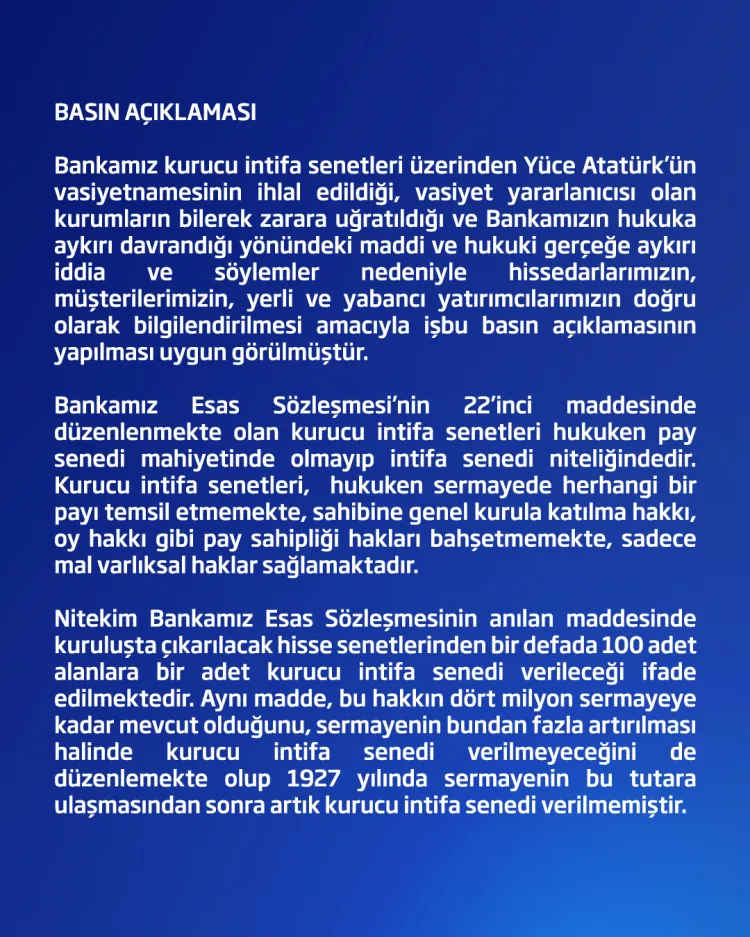 İşbankası'ndan kayyum açıklaması haberi