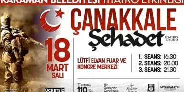 Karaman Belediyesi’nden 18 Mart’ta Ücretsiz Tiyatro haberi