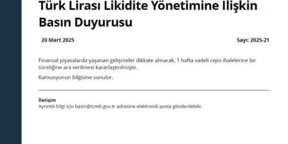 Merkez Bankası haftalık repo ihalelerini durdurdu! haberi