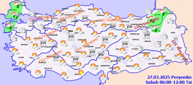 Meteoroloji'den uyarı! İç ve batı kesimlerde toz taşınımına dikkat! haberi