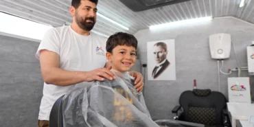 Mobil Kuaför aracından bayram traşı haberi