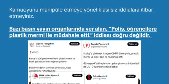ODTÜ'lülere polis müdahalesi iddiasına İletişim'den açıklama haberi