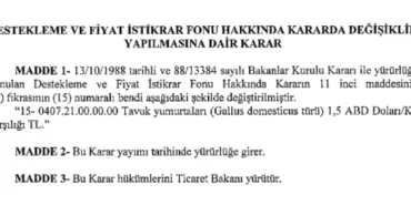 Sofralık yumurta ihracatında fon kesintisi yükseltildi haberi