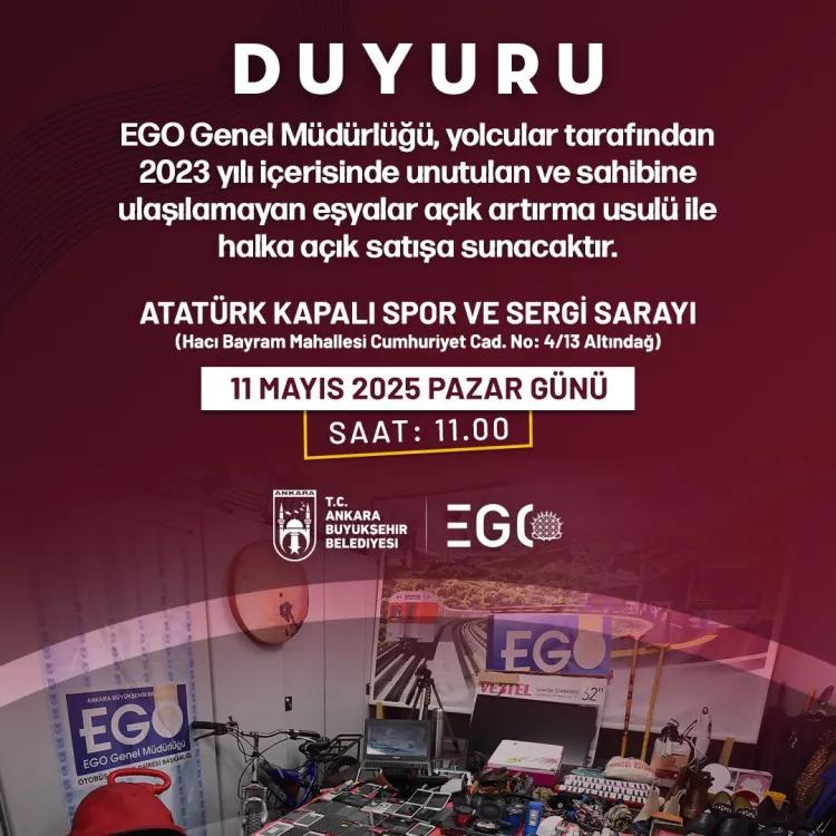 Ankara'da unutulan eşyalar için açık artırmaya çıkıyor haberi