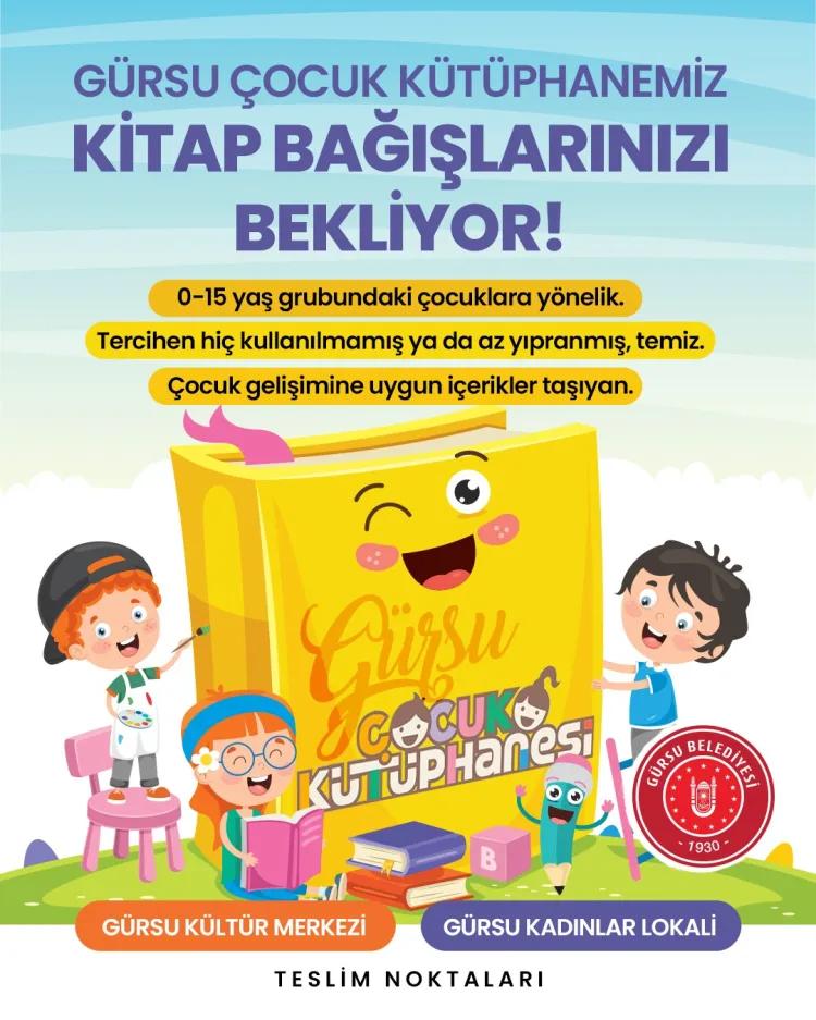 Bursa Gürsu’da çocuk kütüphanesi için bağış kampanyası haberi