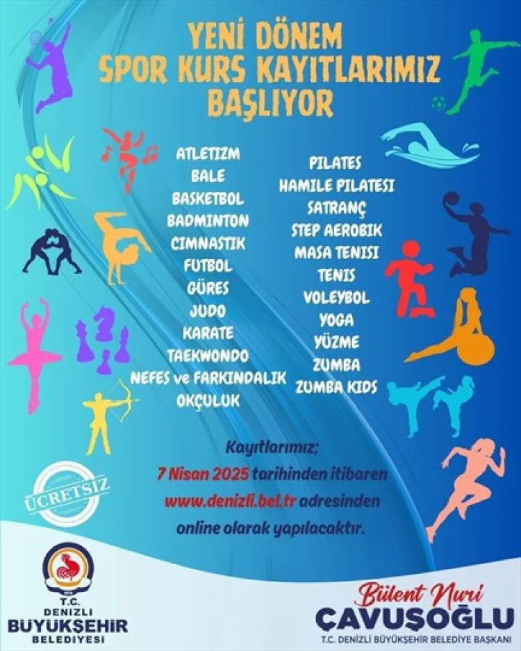 Denizli Büyükşehir’in ücretsiz spor kurs kayıtları başlıyor haberi
