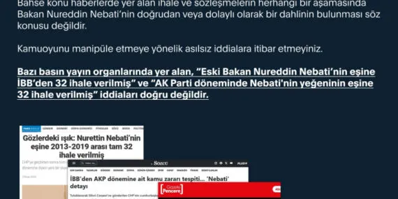 Eski Bakan'ın eşinin kamu ihalesi aldığı iddialarına yanıt haberi