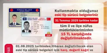 Eski sürücü belgelerinde son tarih 31 Temmuz
