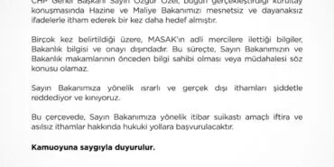 Hazine ve Maliye Bakanlığı’ndan CHP’ye ‘itham’ yanıtı haberi