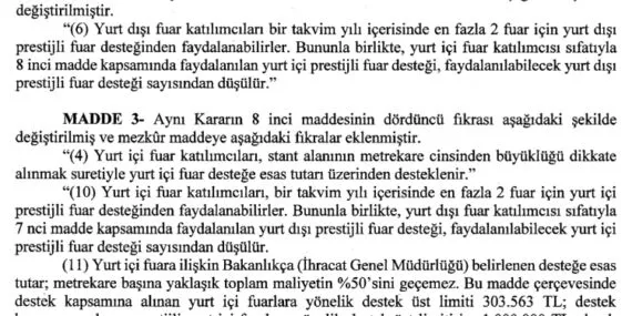 İhracat hamlesi… Fuar limitleri güncellendi haberi