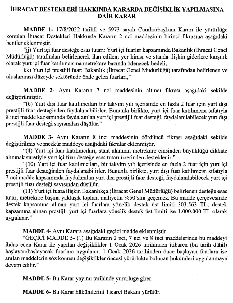 İhracat hamlesi... Fuar limitleri güncellendi haberi