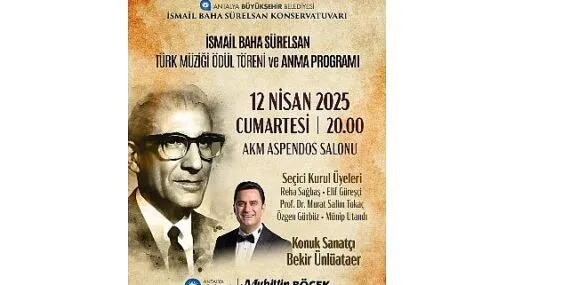 İsmail Baha Sürelsan ödül töreni ve konser ile anılacak haberi